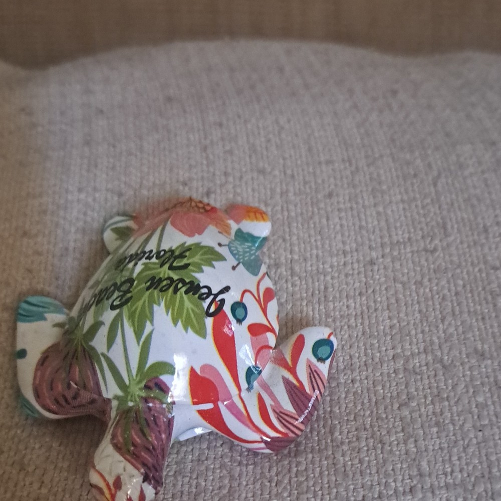 Small Multicolor Turtle Figurine with Floral Design