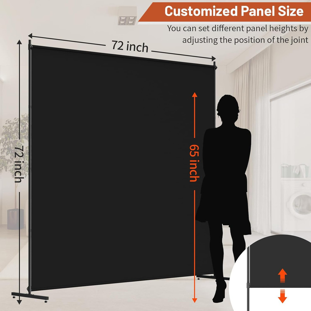 Room Divider, 72X72Inch Large Single Panel Privacy Screen with Thickened Fabric,