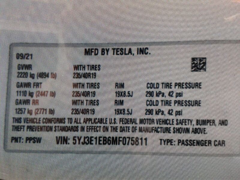 TESLA 3 2021 Camera/Projector 120976
