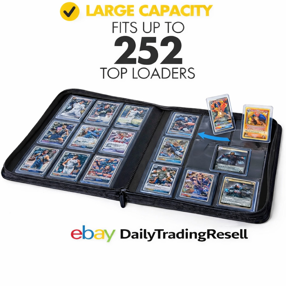 TopLoader Zipper Card Binder Top Loader - 252 Cards - 14 Pages- 9 Pocket