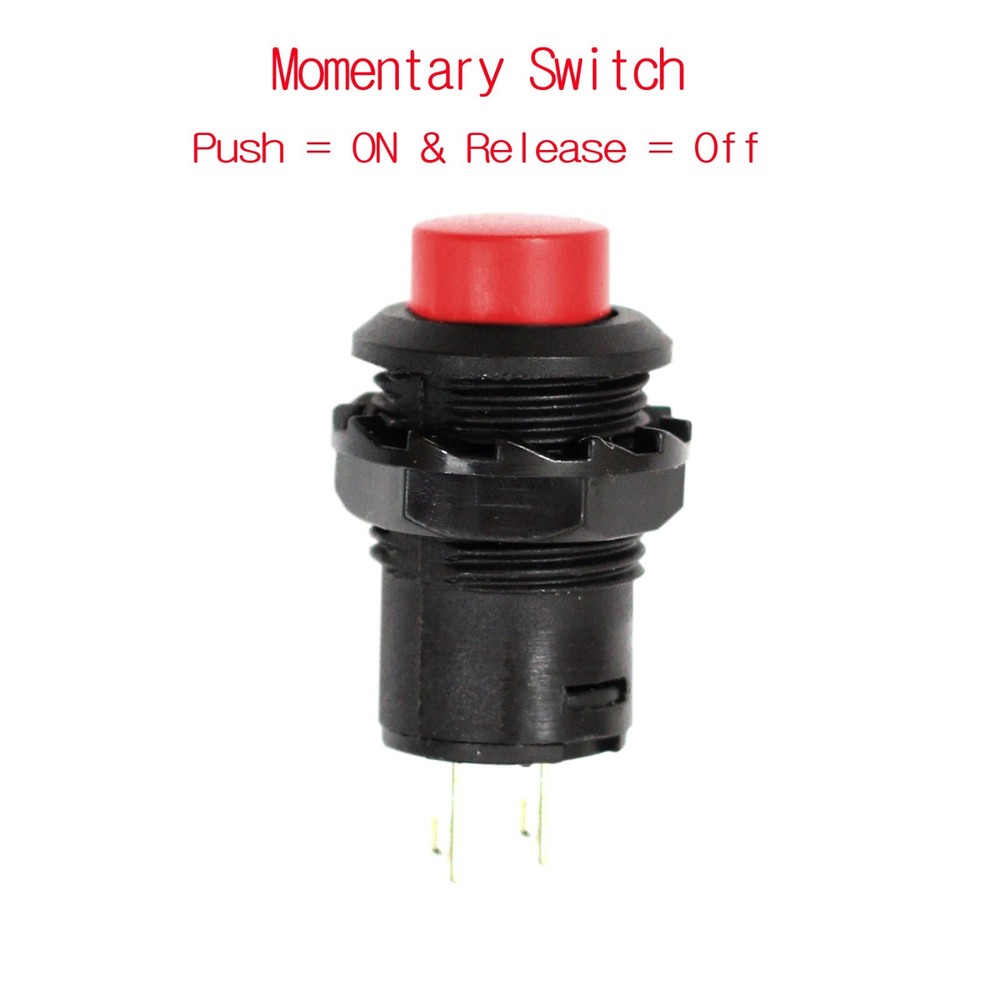 3 Pack SPST Normally On Off Open Momentary Push Button Switch Red