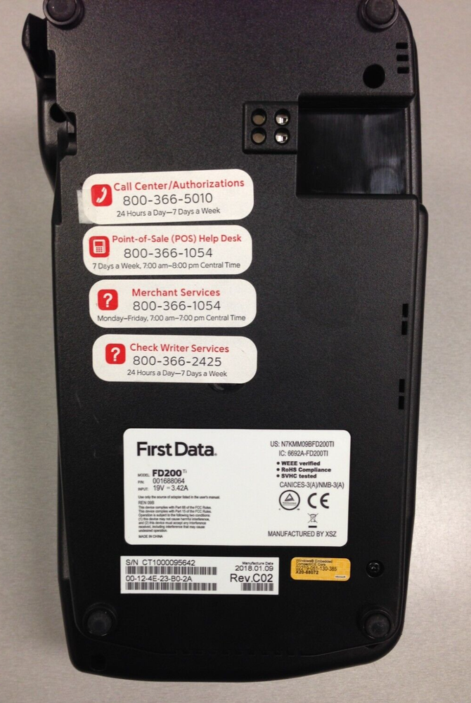 First Data FD200 WiFi Terminal & Check Reader NO POWER ADAPTER