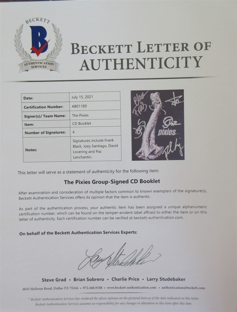 Pixies Signed CD Book with CD - Beckett BAS