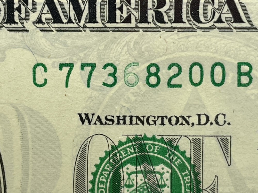 "INSUFFICIENT INK ERROR" MISSING 6 In SERIAL #’s & BLACK 3’s UNCIRCULATED BEP 🧱
