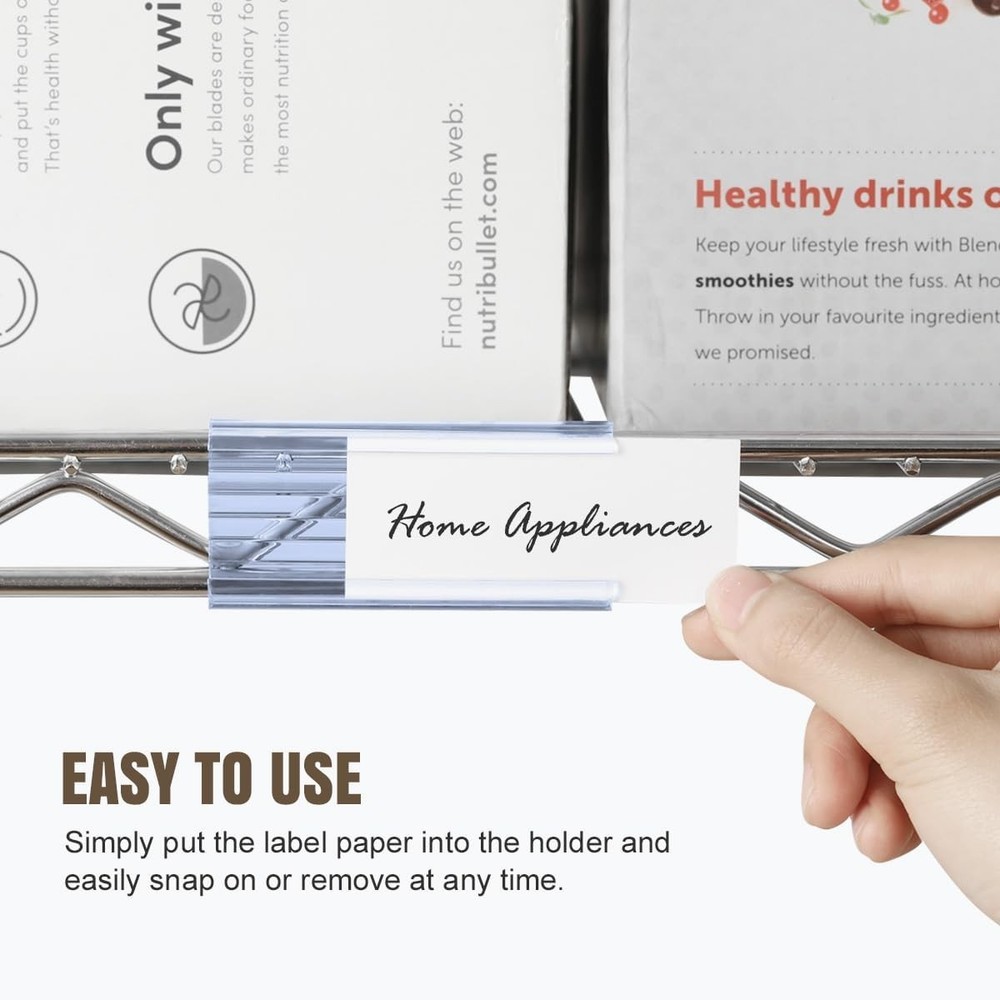 100Pcs Clear Wire Shelf Label Holders with Inserts for Effortless Organization