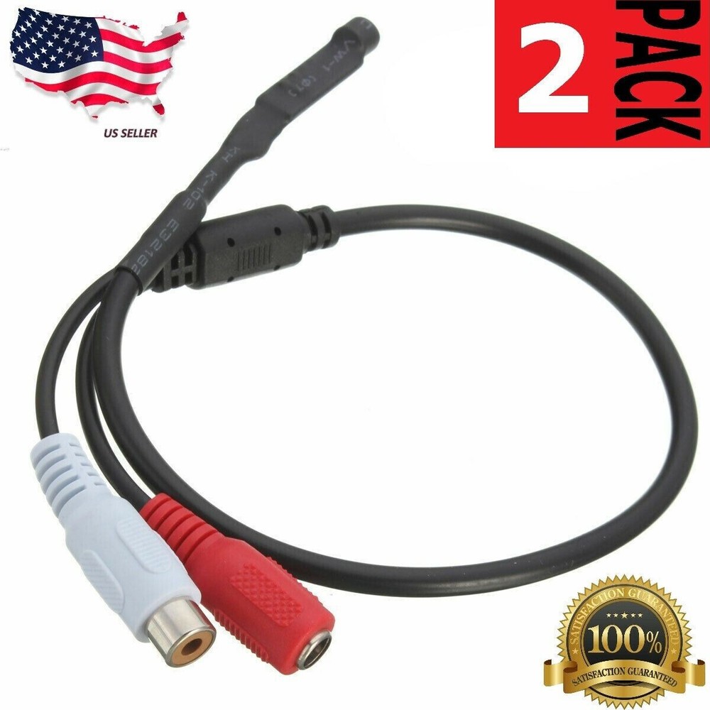 2PCS MINI Mic Audio CCTV Microphone Cable RCA Output for Security Camera
