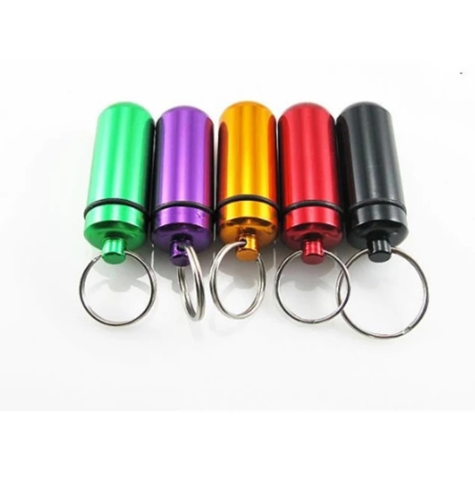 2pc Waterproof Aluminum Mini Pill Holder Container Keychain M4