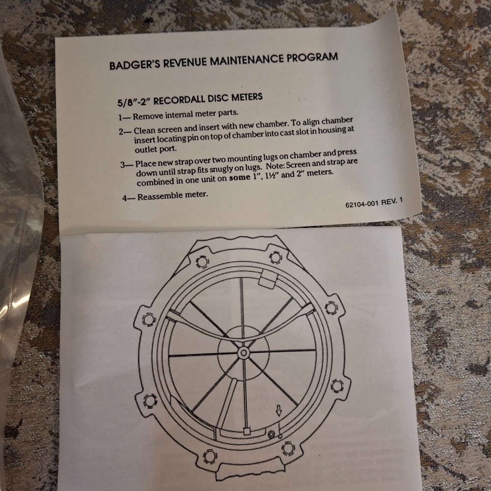 Badger Meter 33334 Recordall Water Meter Chamber Disc Assembly *READ*