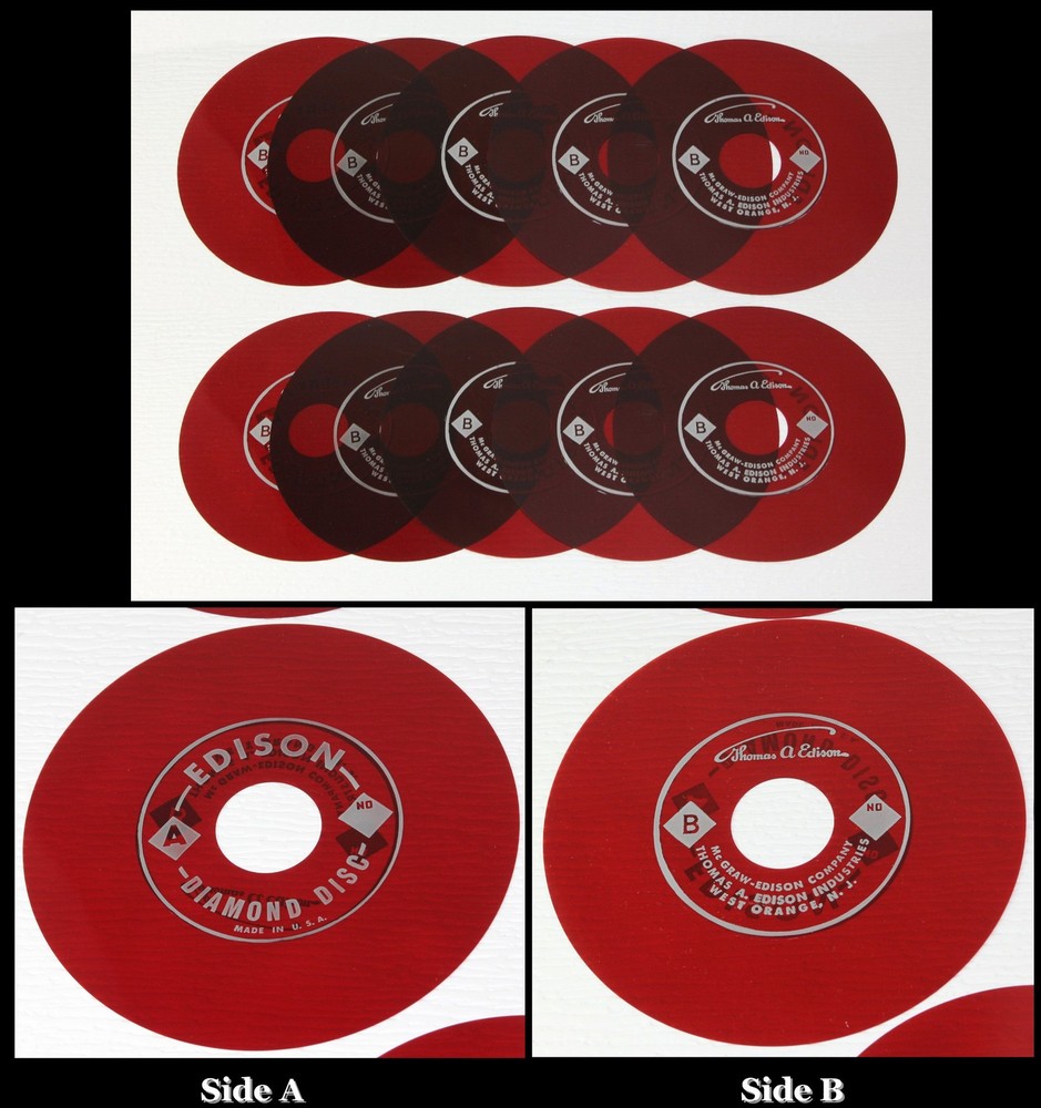 10 Vintage Thomas Edison Voicewriter Blank Ruby Red Translucent Diamond Discs