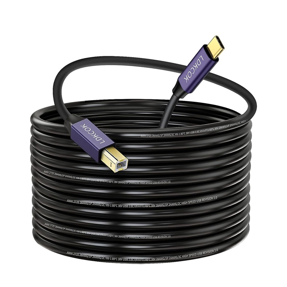 LDKCOK USB B to C Printer Cable 6FT, C MIDI Black