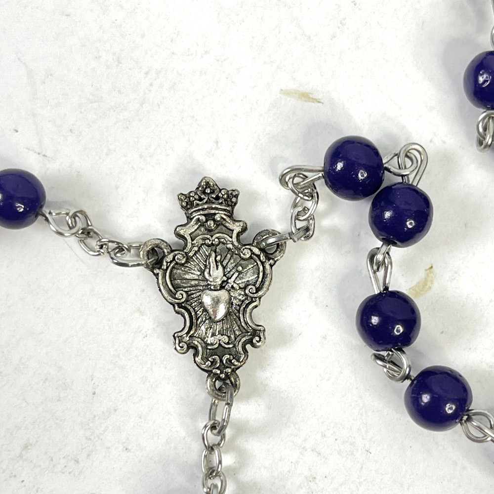 Rosary America Needs Fatima Purple Plastic Bead Silver Tone Crucifix 1917-2017