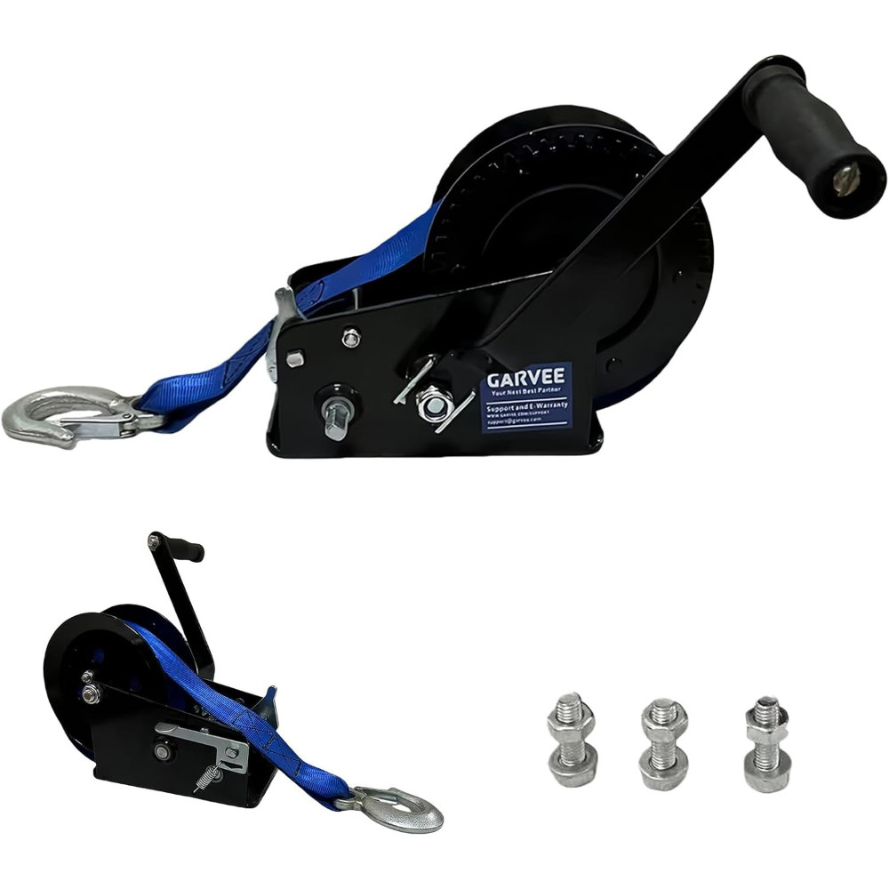 3500lbs Heavy Duty Boat Trailer Winch w/33FT Strap Dual-Speed 4:1/8:1 Gear Ratio