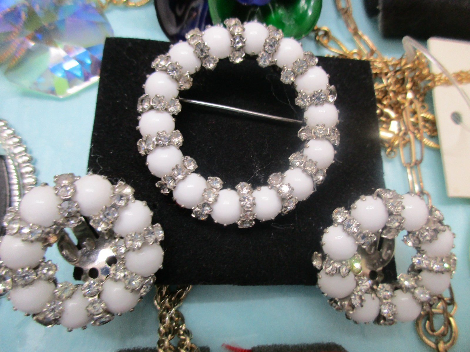 Vtg to Now Lot JEWELRY WEISS C.TRIFARI,925 Swiss Piano+Cameo Locket brooch,ring+