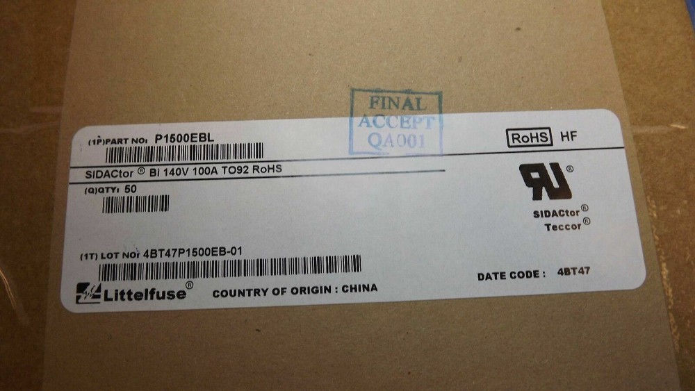 (5PCS) P1500EBL LITTELFUSE/TECCOR Sidacs 100A 140V