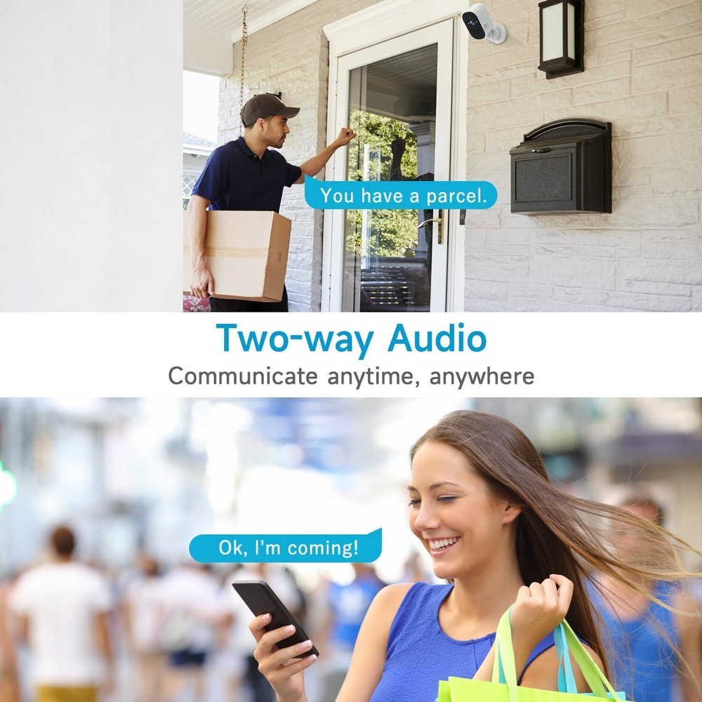 2 Pack Solar Camera Wireless Security Camera System WiFi Battery Camera Outdoor