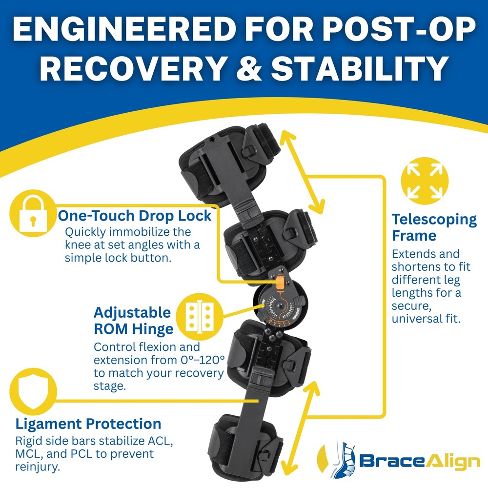 Brace Align FlexTrack ROM Telescoping Hinged Knee Brace – Adjustable Support