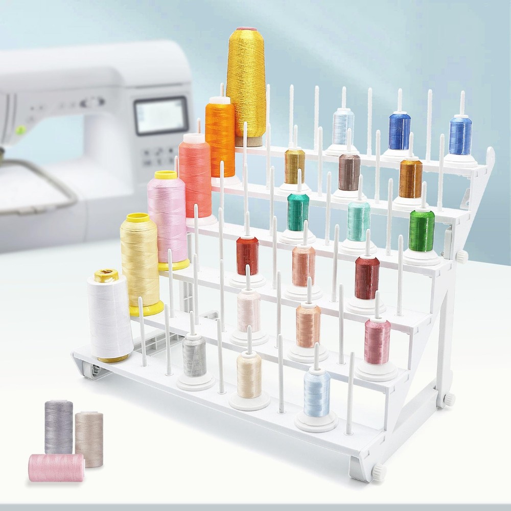 Thread Rack with 60 Spools Large Stand White Plastic Holder Storage STS-60D