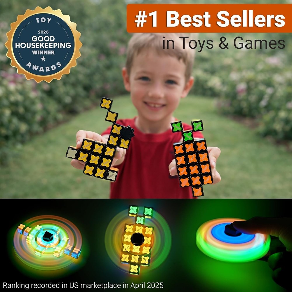 2-Pack Creative Fidget Spinner with UV Flashlight for Glowing Designs