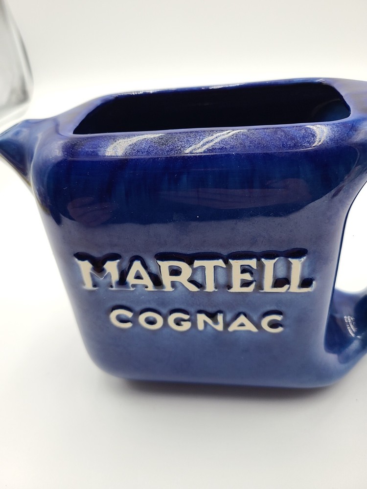 VTG. Martell Cognac Ceramic Colbalt Blue Pitcher