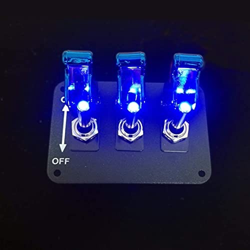 Toggle Switch Panel,Universal Car 12V Ignition Switch 3 Row Blue Plating Cover