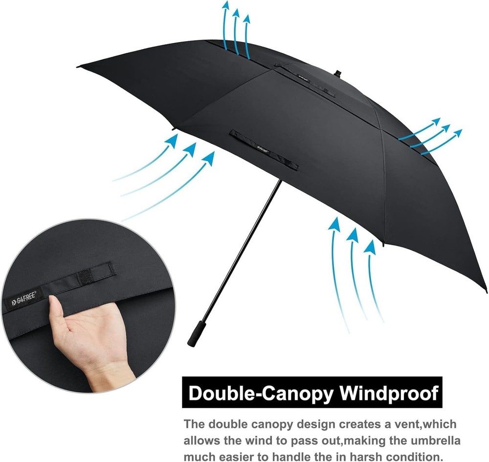 80 Inch Huge Large Oversize Golf Umbrella Double Canopy Vented Windproof Stick