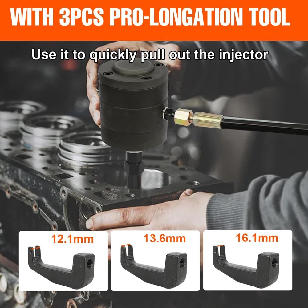 Pneumatic Diesel Injector Puller with 19 Adapters 72-116PSI