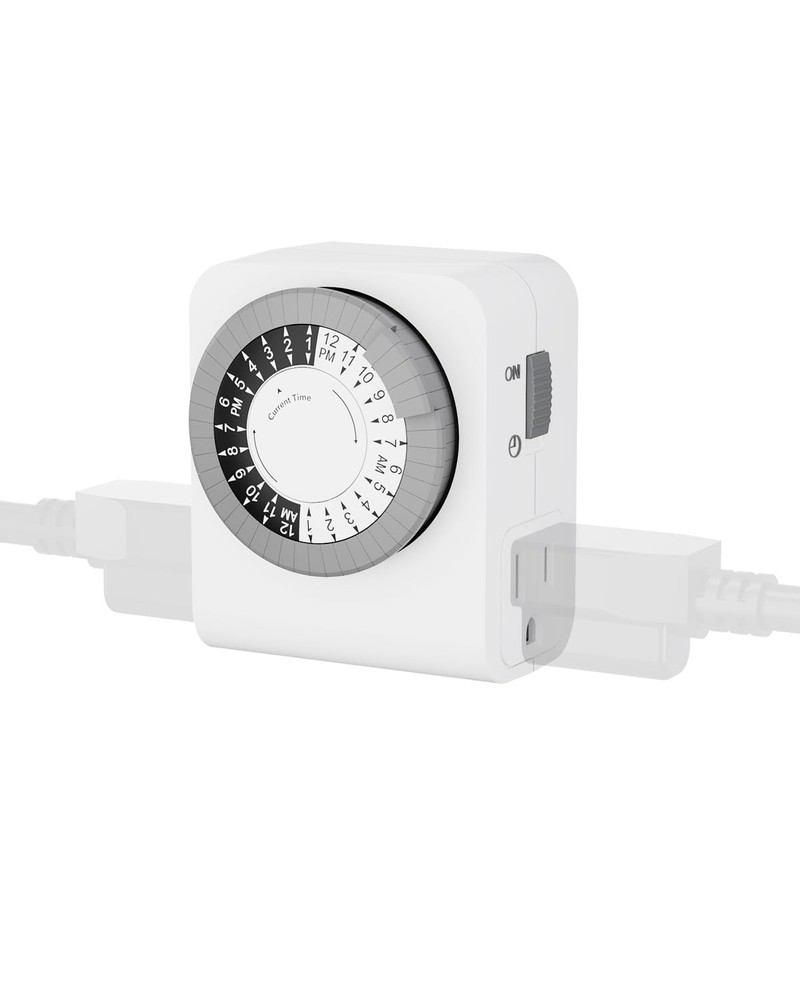BN-LINK Outlet Timer with 2 Grounded Outlets, Mechanical 2 Pieces, White
