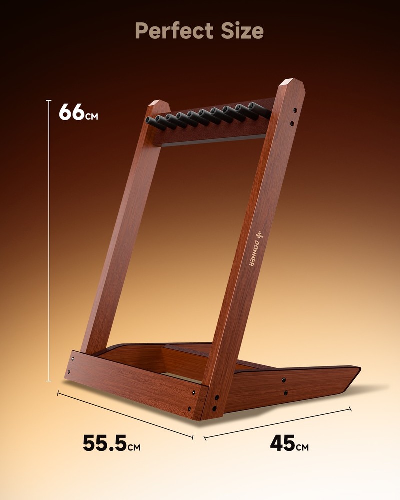 Foldable Solid Wood Guitar Display Rack 56×66cm for Home Studio Use