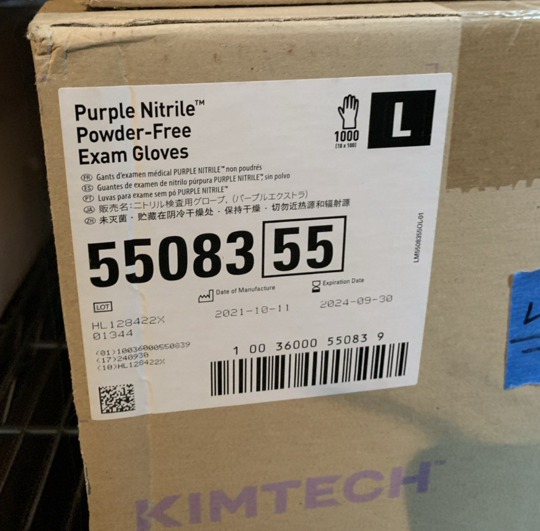 KIMTECH | LARGE EXAM GLOVES | 1000 | PURPLE NITRILE | 55083 | CASE | EXP 9/30/24