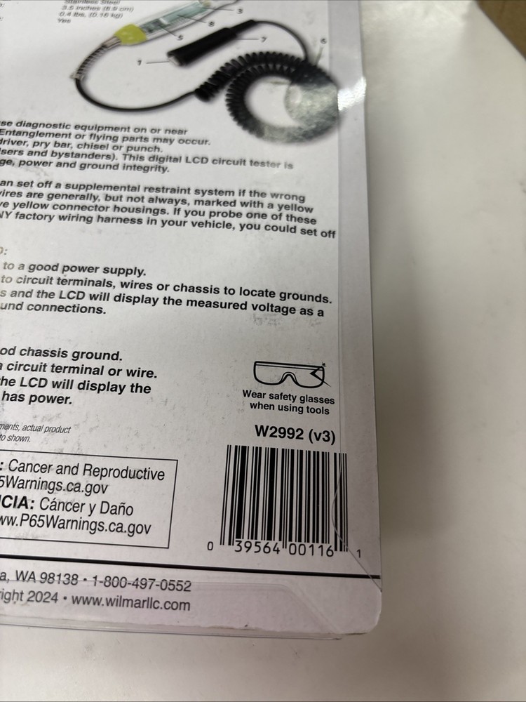 Performance Tool W2992 Computer Safe LCD Digital Circuit Tester 3 to 48 Volt