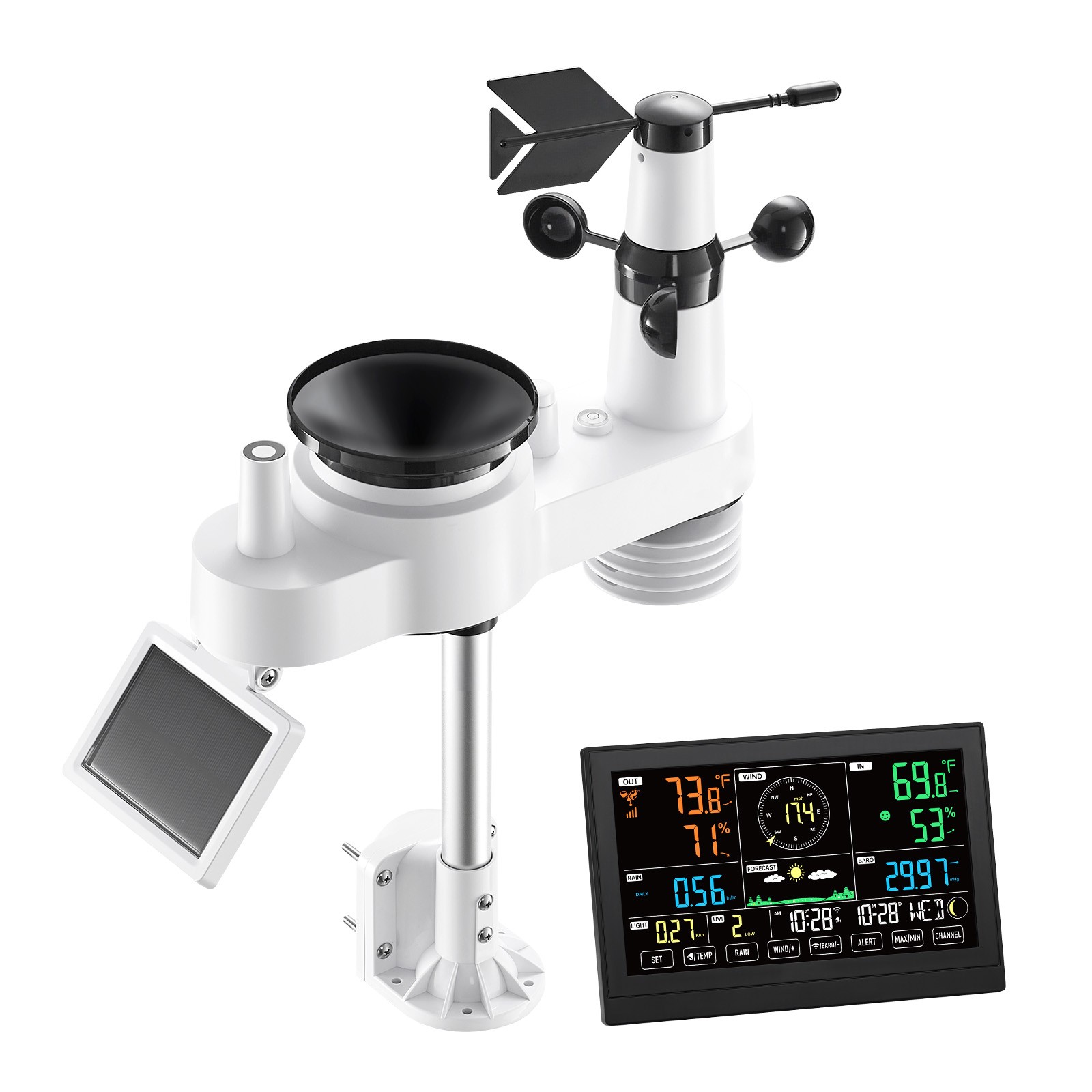 Uimoso 7-in-1 Wi-Fi Weather Station with 7.5-Inch VA Display and Wireless Sensor