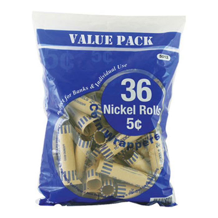 BAZIC Nickel 5c Coin Wrappers 36 rolls Per Pack #5012