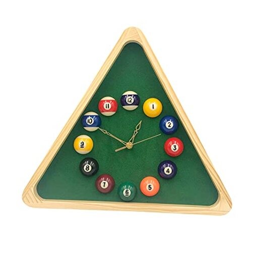 Billiards Pool Ball Clock - 14Inch Triangle Pool Table Cool Wall Clock with