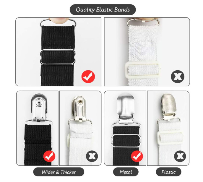 Foloda Sheet Holders, 4 pcs Adjustable Bed Sheet Straps, Fitted Sheet Holder Cli