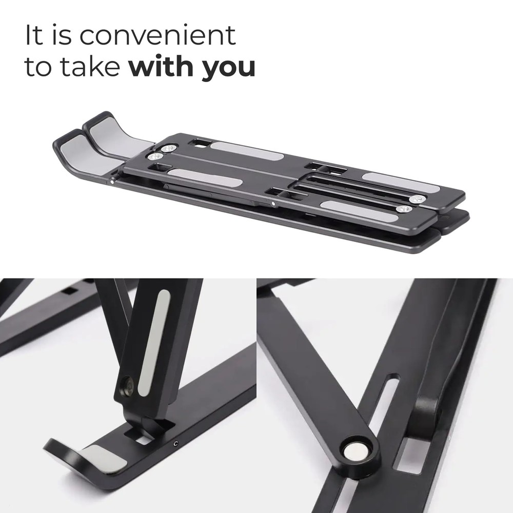 Foldable Aluminum Laptop Stand – 7-Level Adjustable Riser for Desk, Sturdy &...