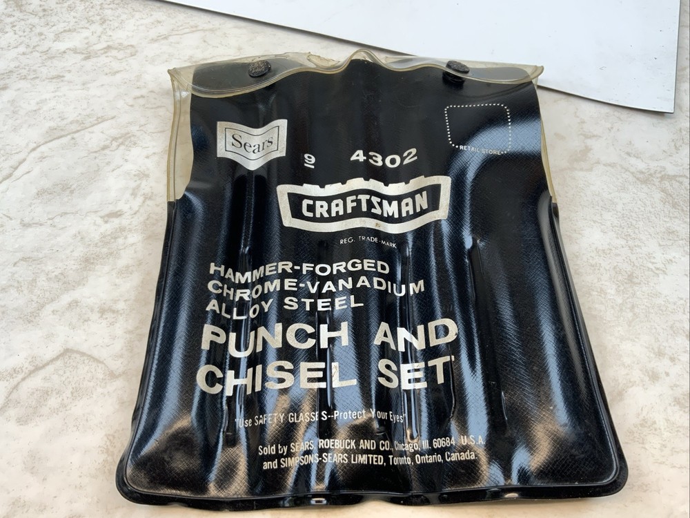 CRAFTSMAN 4302, 5pc PUNCH & CHISEL Set, Dusty Case, USA Made