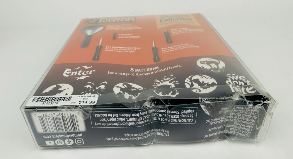 Pumpkin Masters Carving Kit~Masters Collection 5 Tools, 8 Patterns New in Box