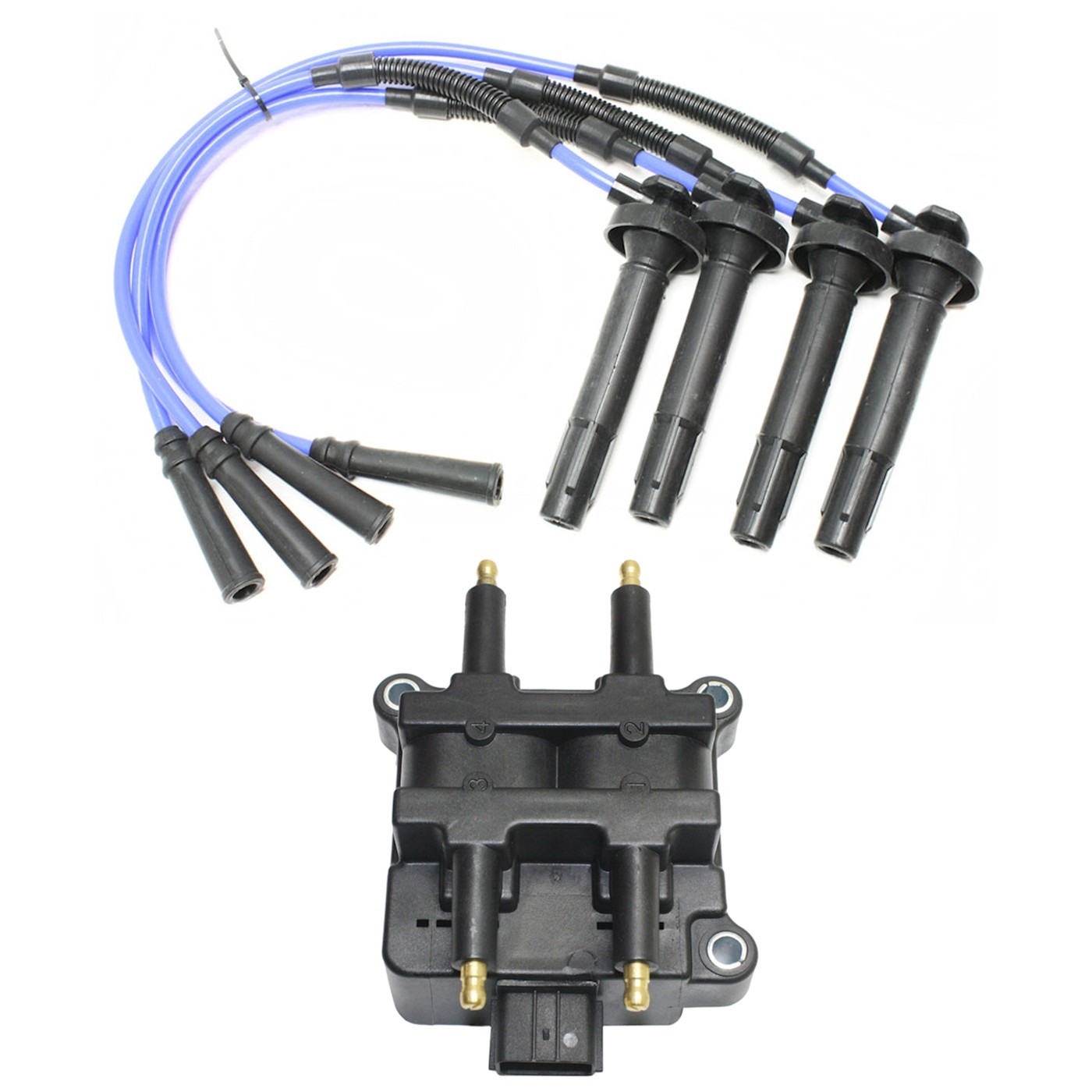 Ignition Coil and Spark Plug Wire Kit For 1999-04 Subaru Legacy Impreza Forester