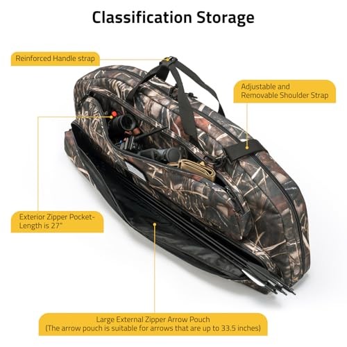 37" Compound Bow Case, Bow Bag Soft Bow Case Compact Arrow Case, Camo