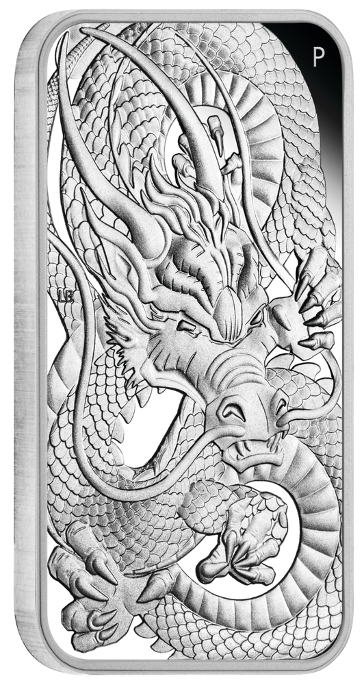 2021 DRAGON 1oz SILVER PROOF RECTANGULAR COIN AUSTRALIA 3,888 MINTAGE ONLY