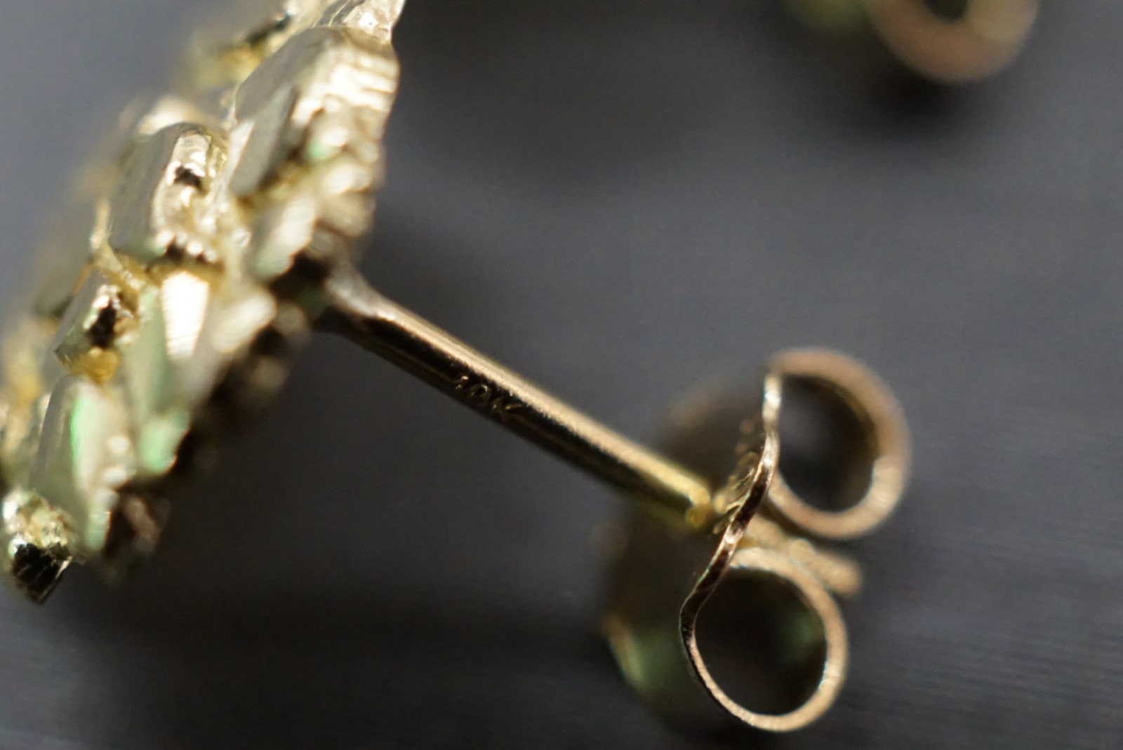 Real 10K Solid Yellow Gold 10MM Diamond Cut Round Nugget Stud Earrings.