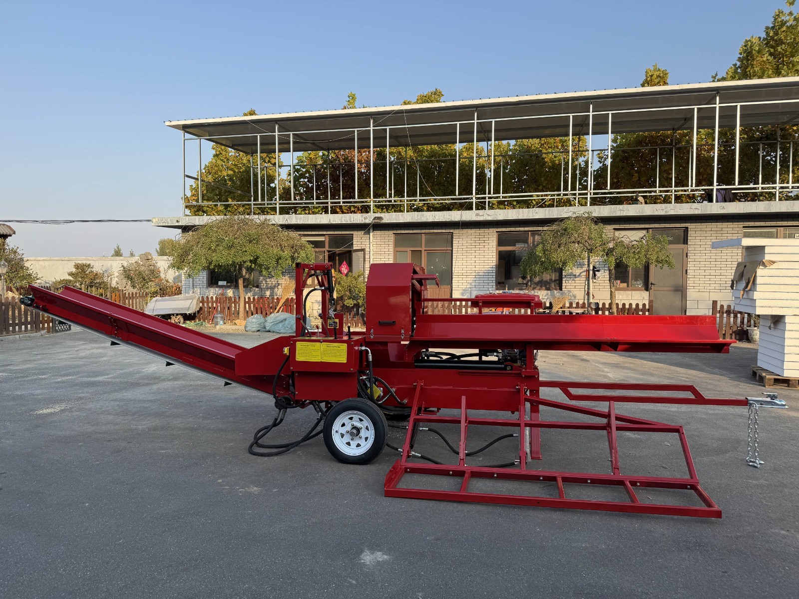 27T Firewood Processor 6-Way Wedge Log Splitter with 10FT Belt Firewood Conveyor