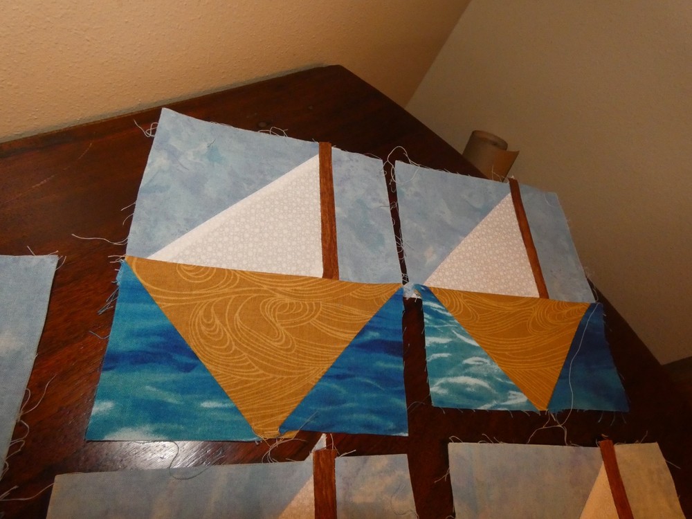 Sailboat Quilt Blocks Handmade Pieced