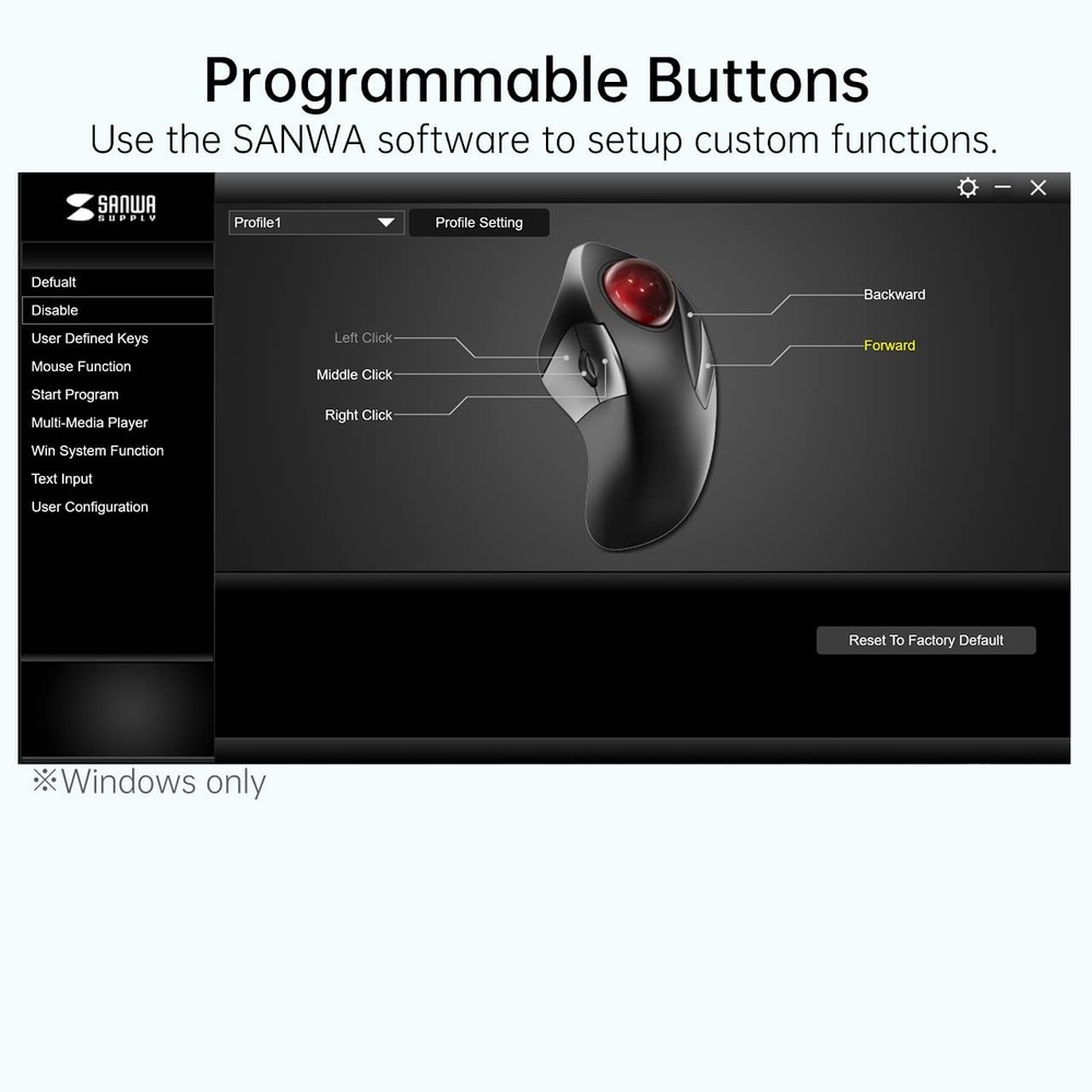 Wired Ergonomic Trackball , Optical Rollerball Mice, Programmable Silent Butt...
