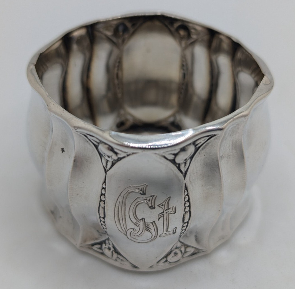 Antique German 800 Silver Napkin Ring "C St" initials engraving