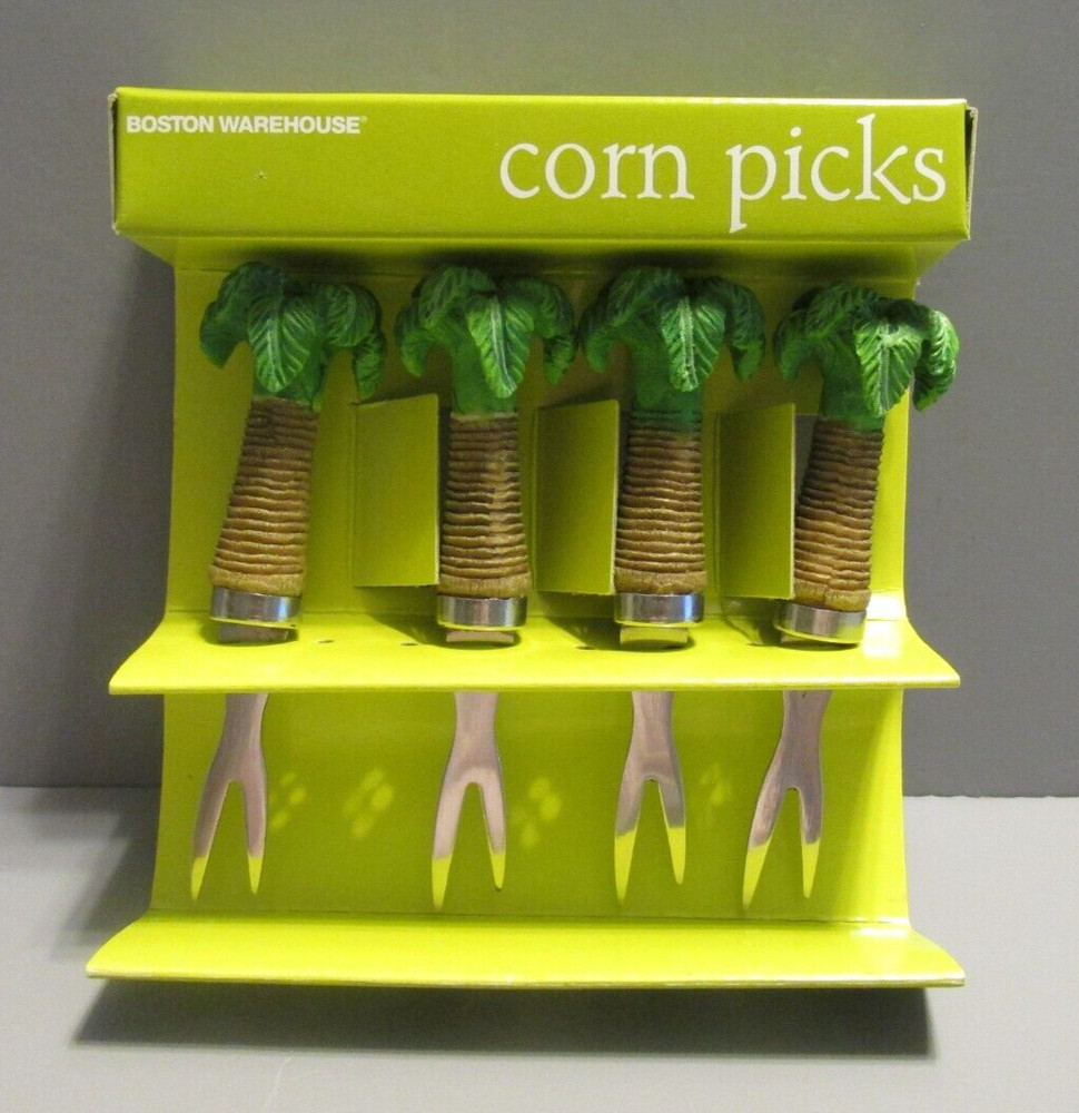 Set of 4 Boston Warehouse "Palm Tree" Corn Picks - 2004