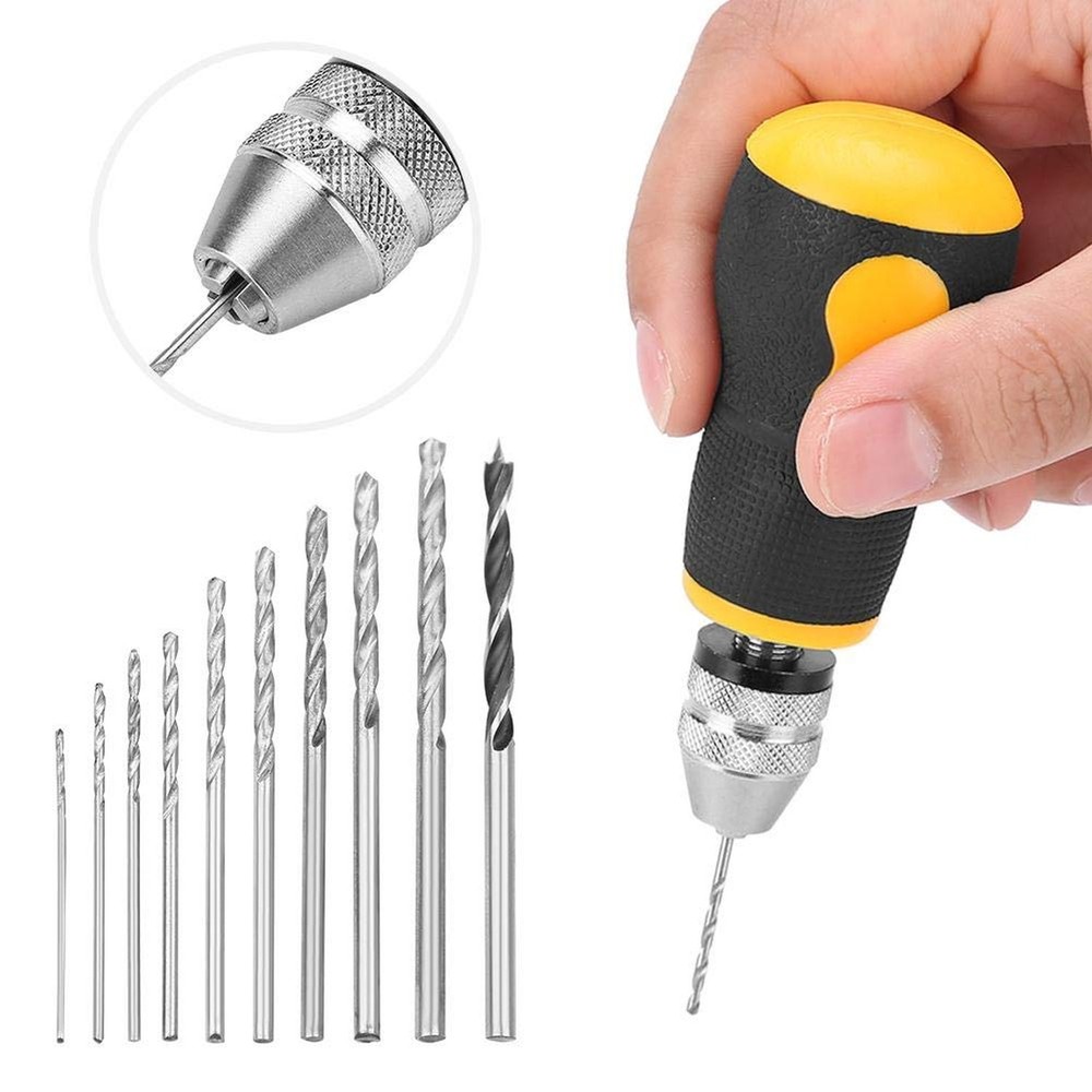 Micro Mini Hand Drill Tool, Portable Tool Set Small Hand Drill & 10 pcs Twist...