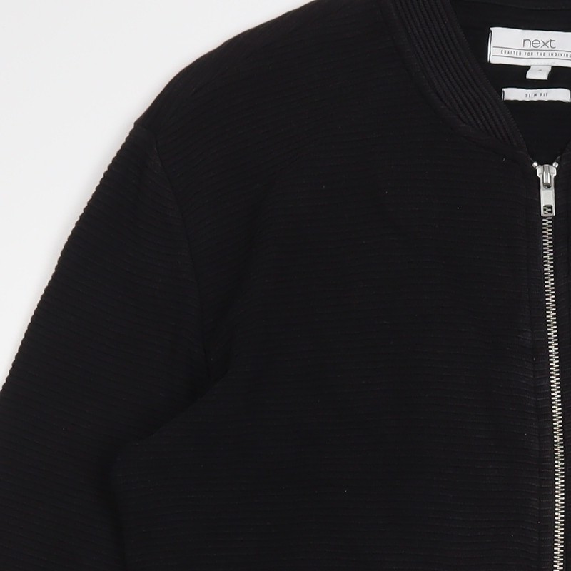 Next Men's Black Medium Basic Jacket 100% Cotton Zip Up Casual Bomber