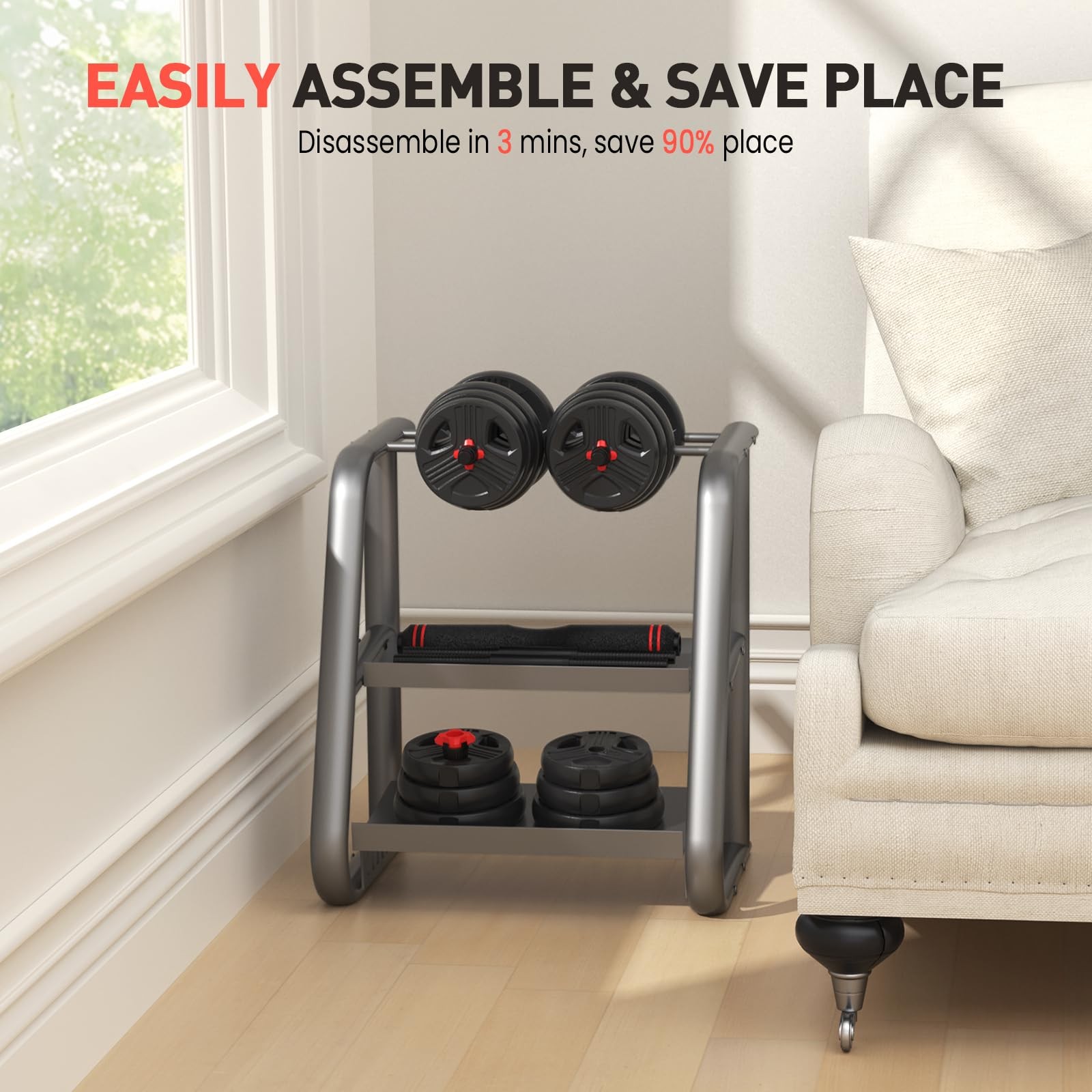 Adjustable Dumbbells Sets, 20/30/40/60/80lbs Free Weights Dumbbells Set of 2