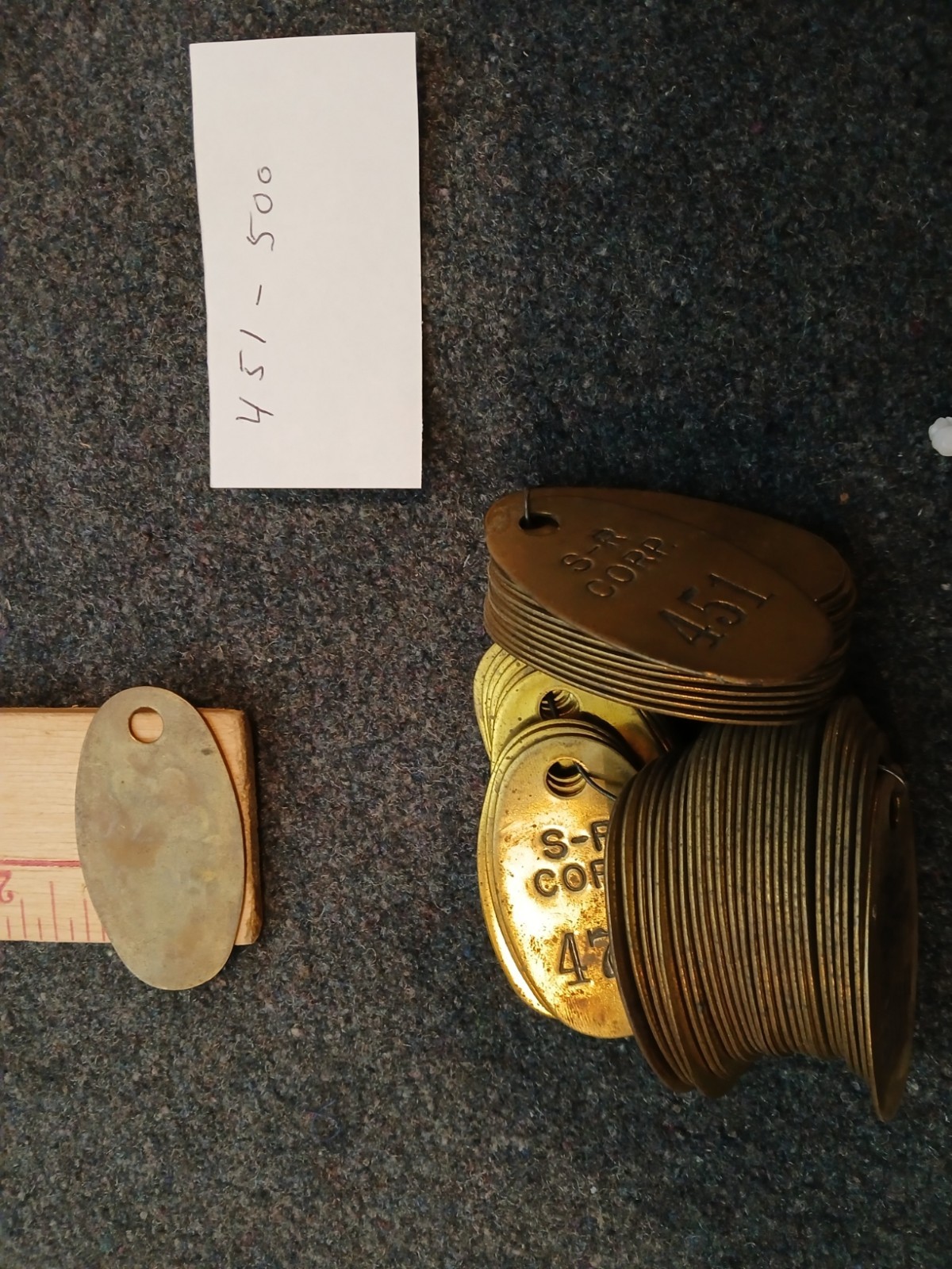 Stearn-RogersNumbered Brass Tags Stamped Consecutive Numbers 50Pack